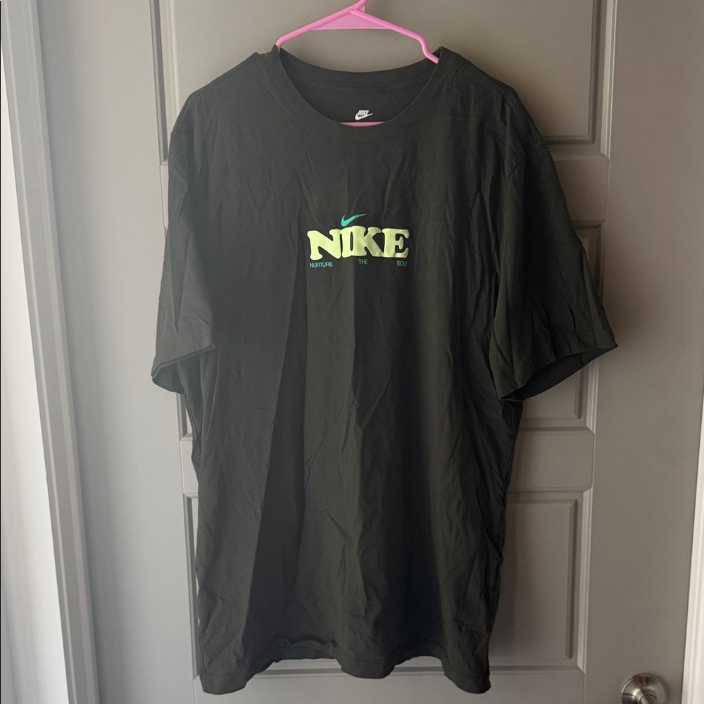 Nike Dark Tee with Bright Green Logo